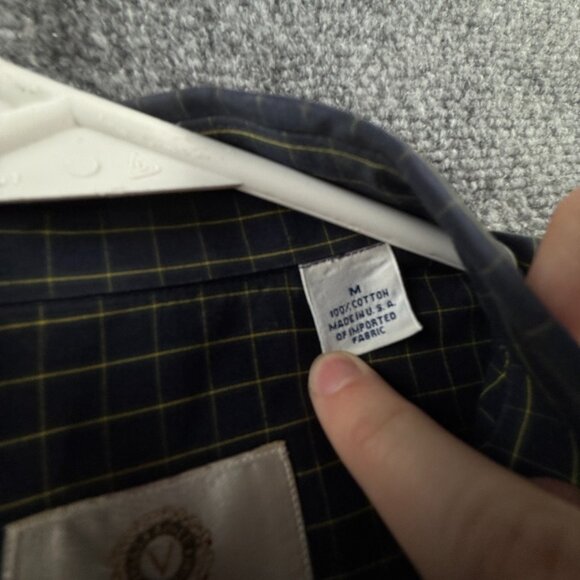 Viyella Green Blue Check Button Up Shirt Medium Cotton USA Made Long Sleeve - Picture 12 of 15